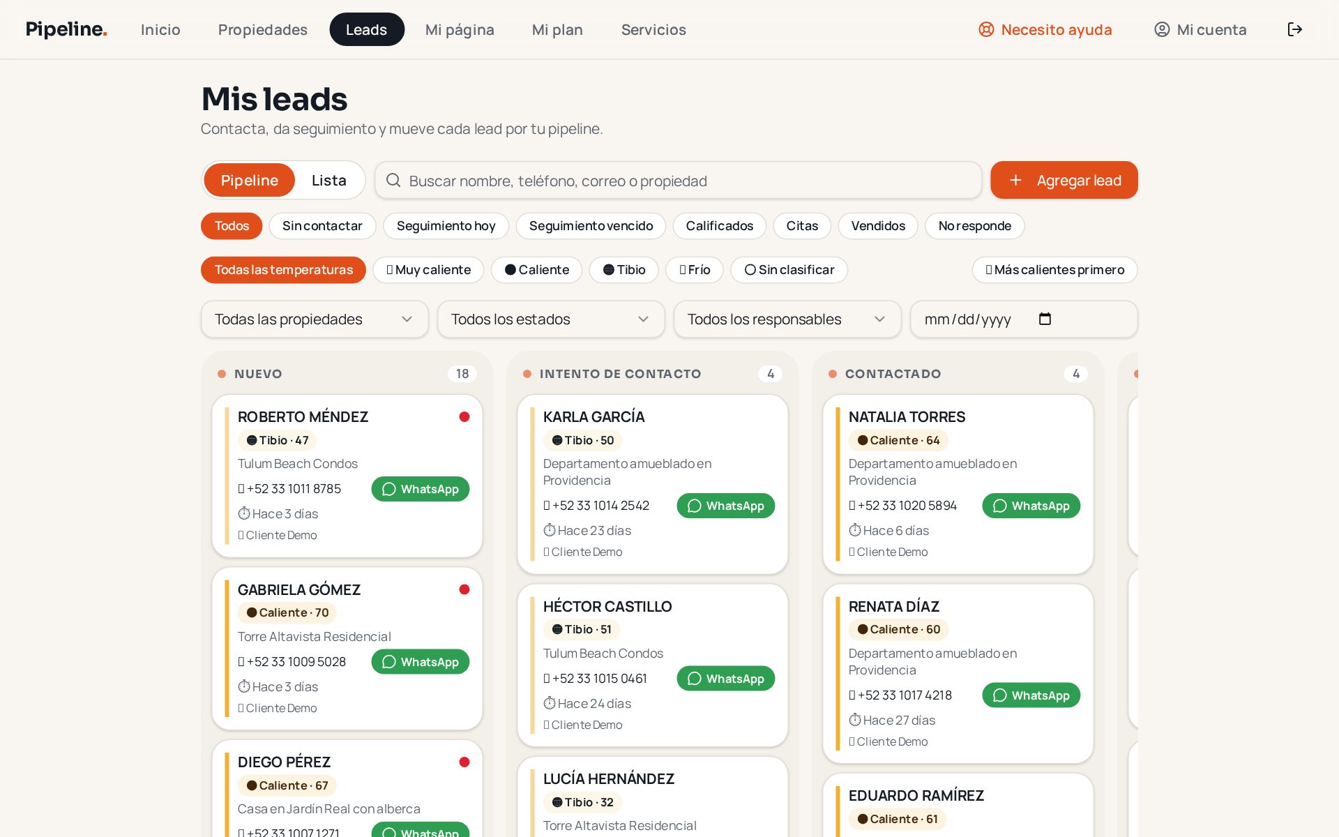 Pipeline de leads del software
